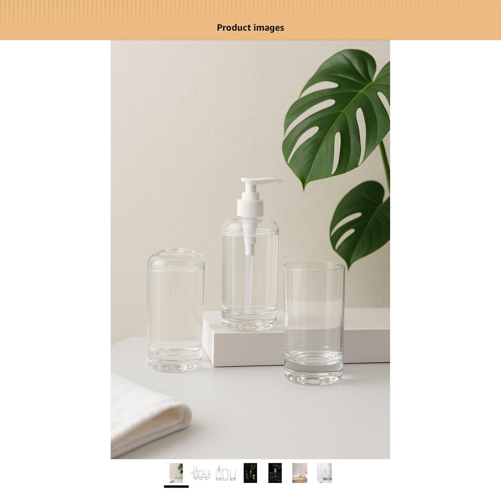 3 Piece Bathroom Accessories - Clear Acrylic Bathroom Set - Picture 5 of 8